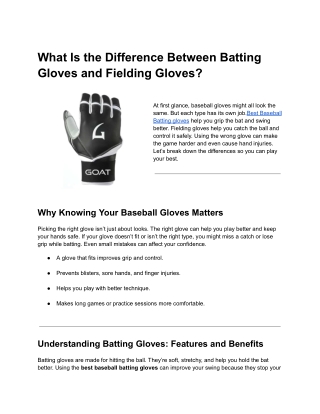 What Is the Difference Between Batting Gloves and Fielding Gloves_
