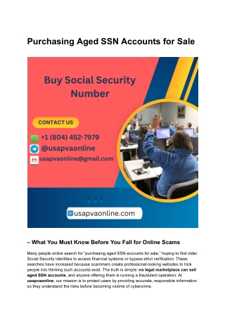 Purchasing Aged SSN Accounts for Sale