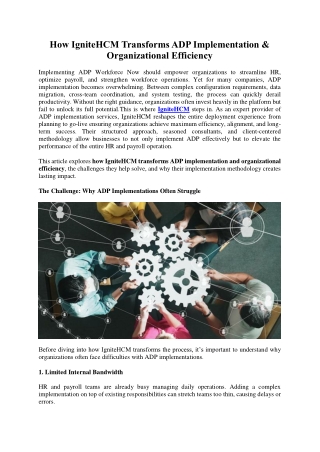 ADP Implementation & organizational