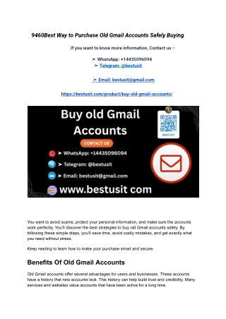 9460Best Way to Purchase Old Gmail Accounts Safely Buying