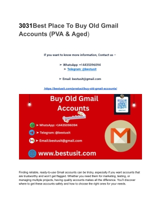 3031Best Place To Buy Old Gmail Accounts (PVA & Aged)1000wad ar contine
