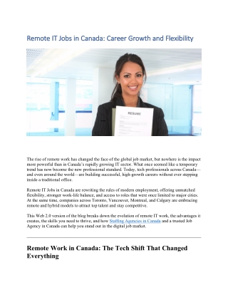 Remote IT Jobs in canada- career growth and flexibility