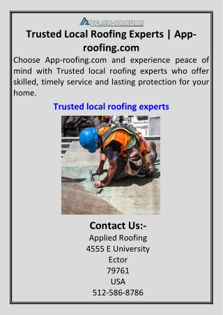 Trusted Local Roofing Experts  App-roofing.com