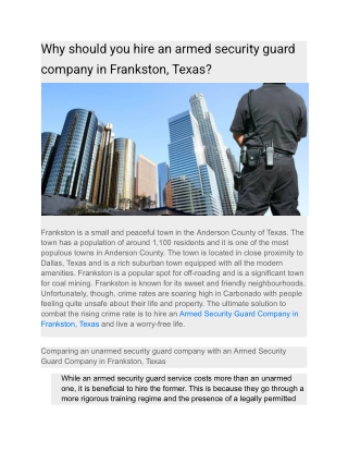 Why should you hire an armed security guard company in Frankston, Texas
