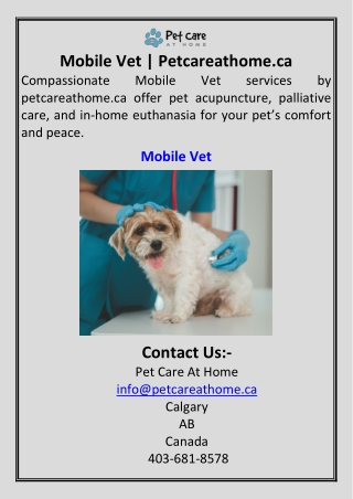 Mobile Vet Petcareathome.ca