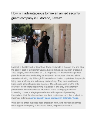 How is it advantageous to hire an armed security guard company in Eldorado, Texas