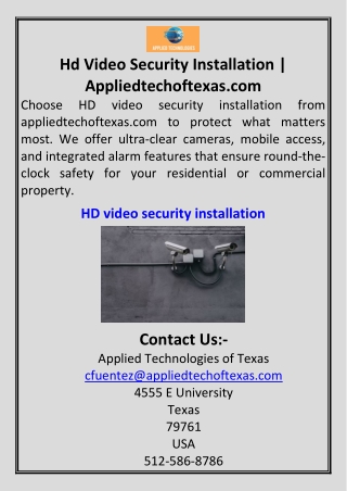 Hd Video Security Installation  Appliedtechoftexas.com