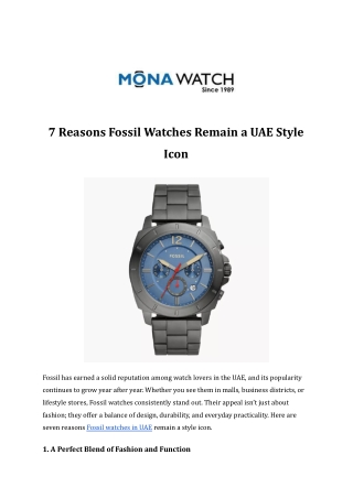 7 Reasons Fossil Watches Remain a UAE Style Icon