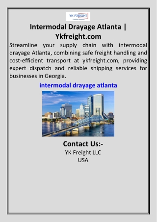 Intermodal Drayage Atlanta  Ykfreight.com