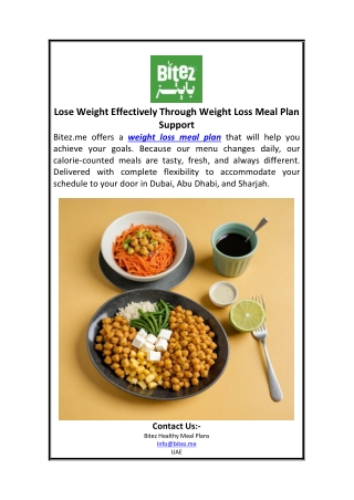 Lose Weight Effectively Through Weight Loss Meal Plan Support