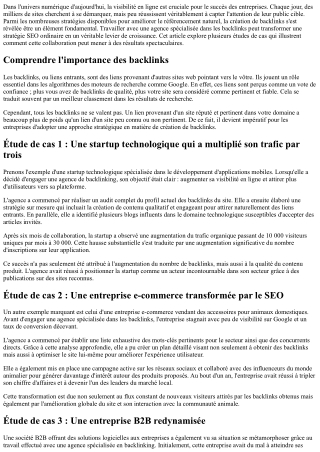 Les études de cas réussies grâce à une collaboration avec une agence de backlink