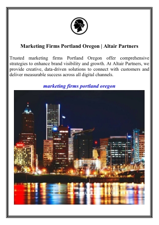 Marketing Firms Portland Oregon  Altair Partners