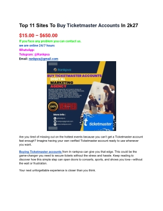 Top 11 Sites To Buy Ticketmaster Accounts In 2k27