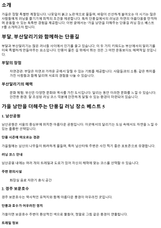 가을 낭만을 더해주는 단풍길 러닝 장소 베스트 5