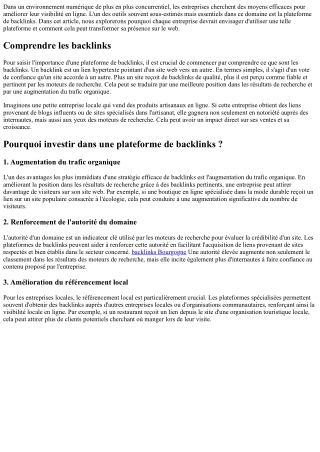 Pourquoi chaque entreprise devrait considérer une plateforme de backlinks ?