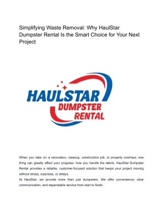 HaulStar Dumpster Rental