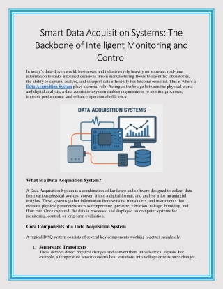Smart Data Acquisition Systems The Backbone of Intelligent Monitoring and Control