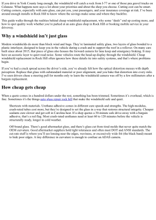 Cheap Windshield Replacement Rock Hill: Avoiding Low-Quality Glass