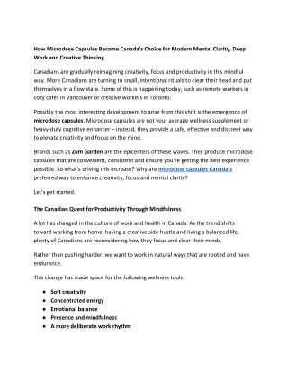 How Microdose Capsules Became Canada’s Choice for Modern Mental Clarity