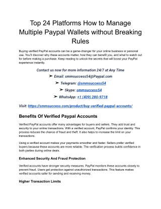Top 24 Platforms How to Manage Multiple Paypal Wallets without Breaking Rules