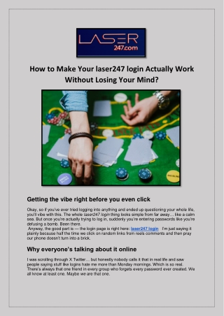 How to Make Your laser247 login Actually Work Without Losing Your Mind?