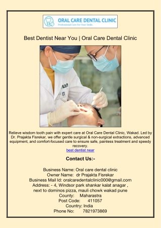 Best Dentist Near You | Oral Care Dental Clinic