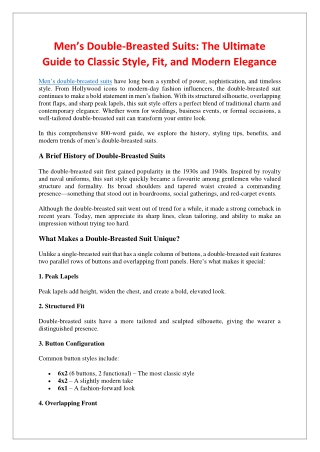 Men’s Double-Breasted Suits: The Ultimate Guide to Classic Style, Fit, and Moder