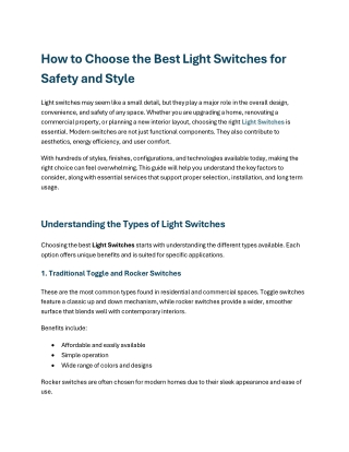 How to Choose the Best Light Switches for Safety and Style