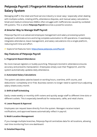Petpooja Payroll  Fingerprint Attendance & Automated