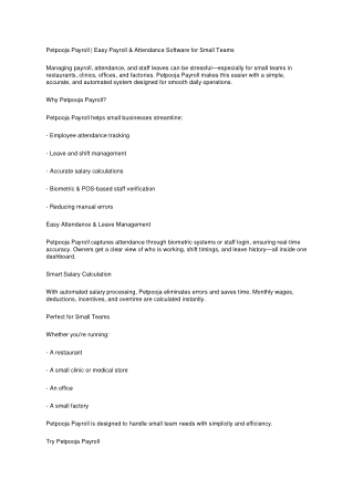 Petpooja Payroll  Easy Payroll & Attendance Software for Small Teams