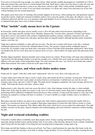 Mobile Windshield Repair Greenville: Night and Weekend Availability