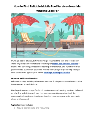 How to Find Reliable Mobile Pool Services Near Me: What to Look For