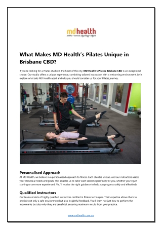 What Makes MD Health’s Pilates Unique in Brisbane CBD