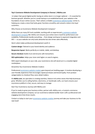 Top E Commerce Website Development Company in Chennai