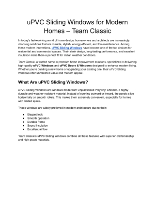 uPVC Sliding Windows for Modern Homes – Team Classic