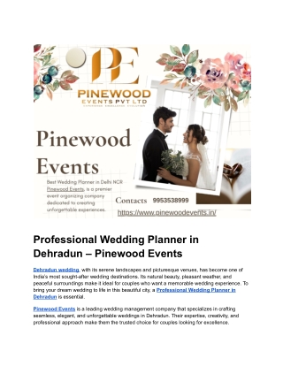 Professional Wedding Planner in Dehradun – Pinewood Events