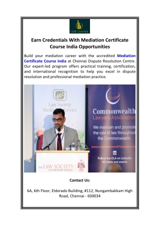Earn Credentials With Mediation Certificate Course India Opportunities