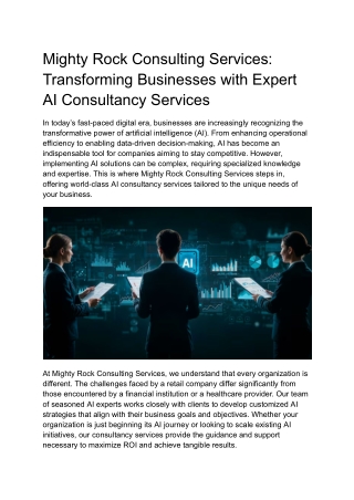 Transforming Businesses with Expert AI Consultancy Services