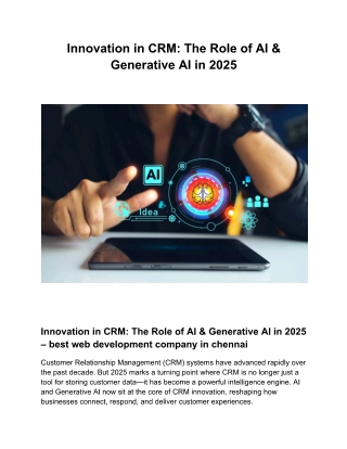 25 Innovation in CRM The Role of AI  Generative AI in 2025