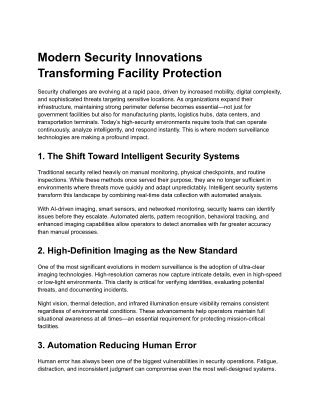 Modern Security Innovations Transforming High-Security Facility Protection