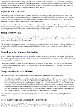 Top 10 Reasons Eary Plumbing is the Best Plumber Near Me in St Johns County