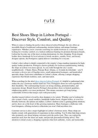 Best Shoes Shop in Lisbon Portugal – Discover Style, Comfort, and Quality