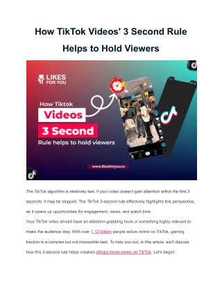 How TikTok Videos' 3 Second Rule Helps to Hold Viewers