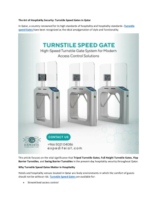 The Art of Hospitality Security - Turnstile Speed Gates in Qatar