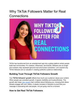 Why TikTok Followers Matter for Real Connecreations