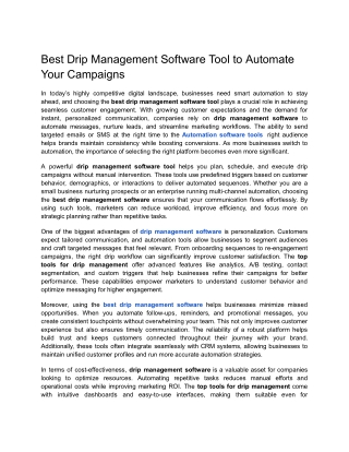 Best Drip Management Software Tool to Automate Your Campaigns