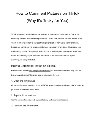 How to Comment Pictures on TikTok (Why It's Tricky for You)
