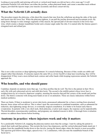 Nefertiti Lift with Botox: Jawline and Neck Refinement Guide