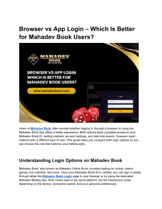Browser vs App Login – Which Is Better for Mahadev Book Users