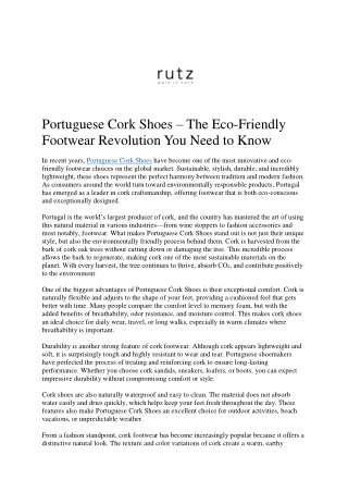 Portuguese Cork Shoes – The Eco-Friendly Footwear Revolution You Need to Know